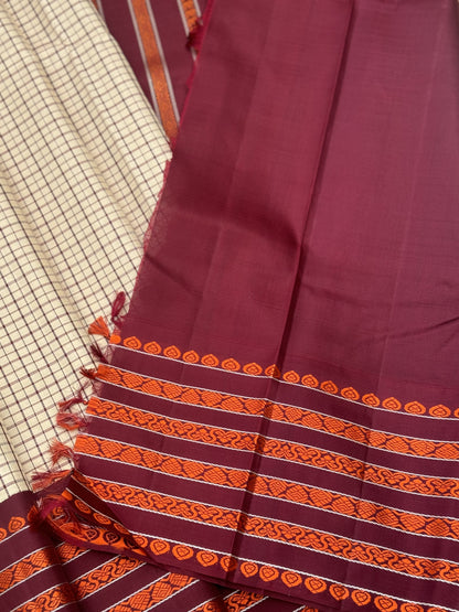 A Masterpiece no zari kanchivaram korvai silk saree in 6 pettu threadwork