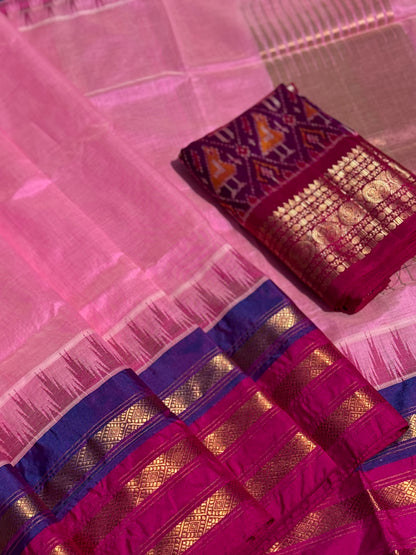 Handspun and handwoven ponduru Khadhi by silk saree
