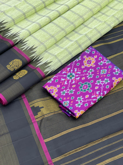 Linen By Silk Korvai Kanchivaram Saree