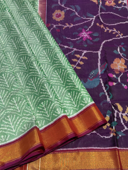 A gorgeous Mint green shade single ikkat patola silk SAREE