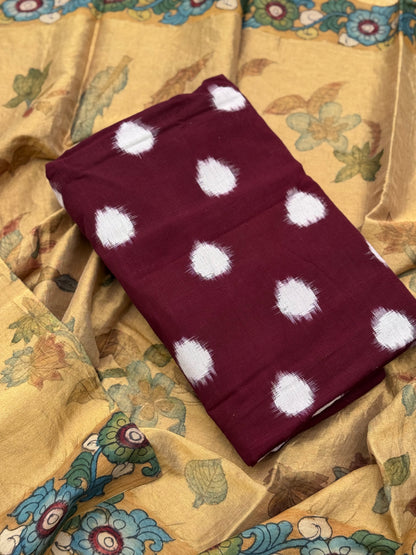 PENKALAMKARI TISSUE SILK SALWAR SUIT TOP WITH DUPPATTA