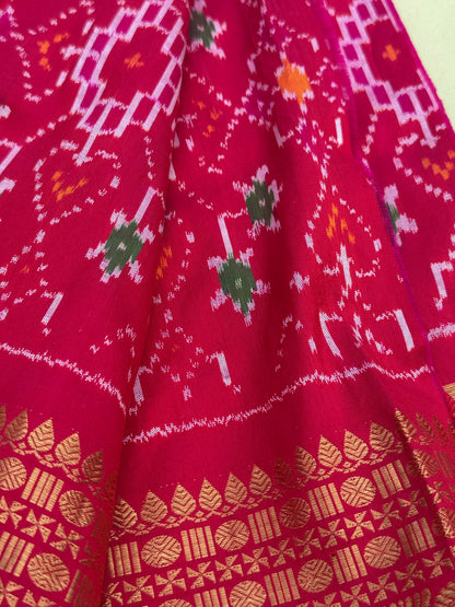 Handspun and handwoven ponduru Khadhi cotton saree with zari checks