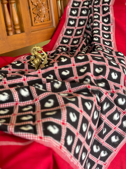 A Masterpiece Double Ikkat Telia Rumal Cotton Saree