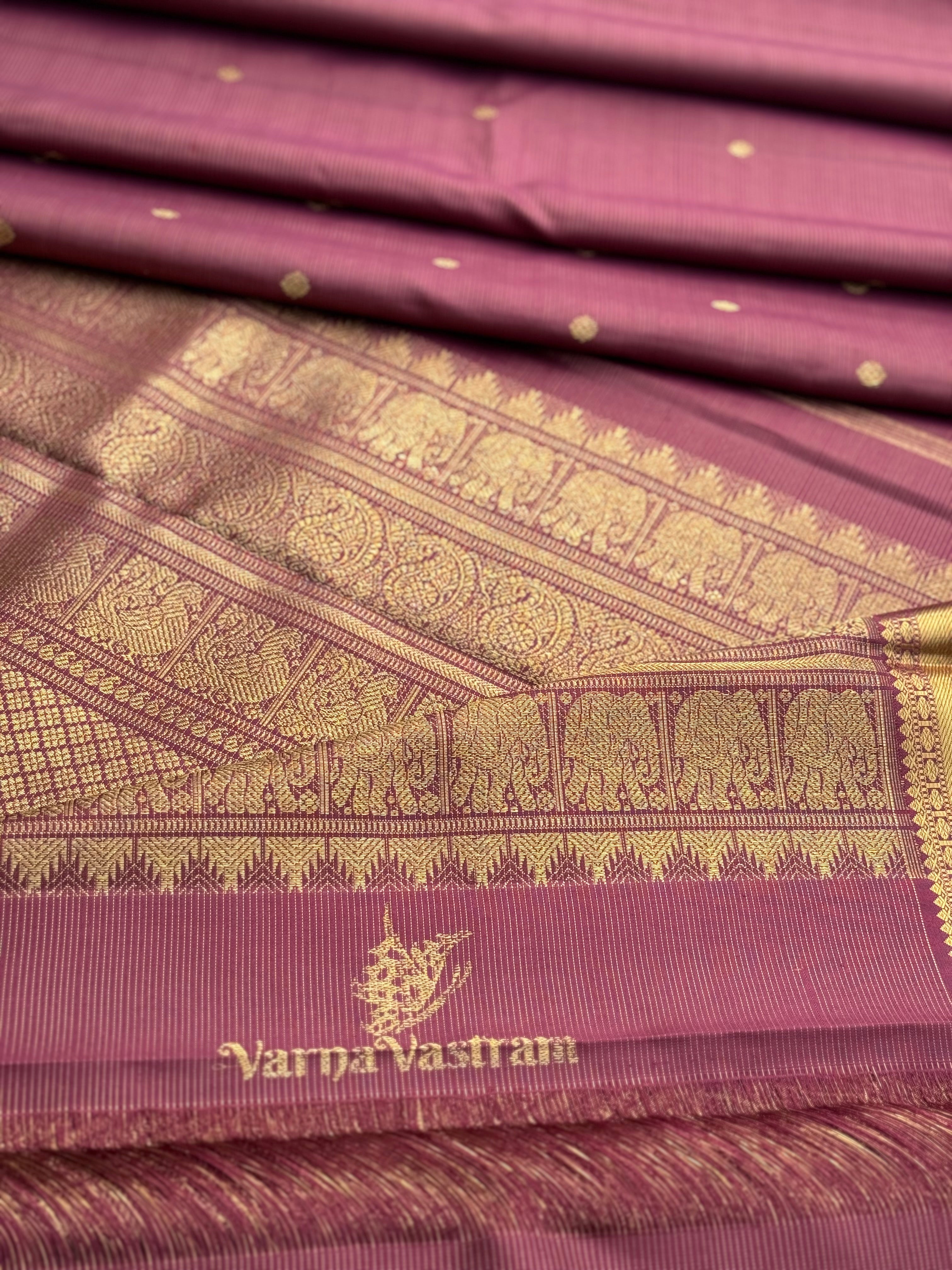 CLIENT’S Instalments pay link 1 of 5 - EKANTA kanchivaram silk vairaoosi weave in natural dyed betel nut shade