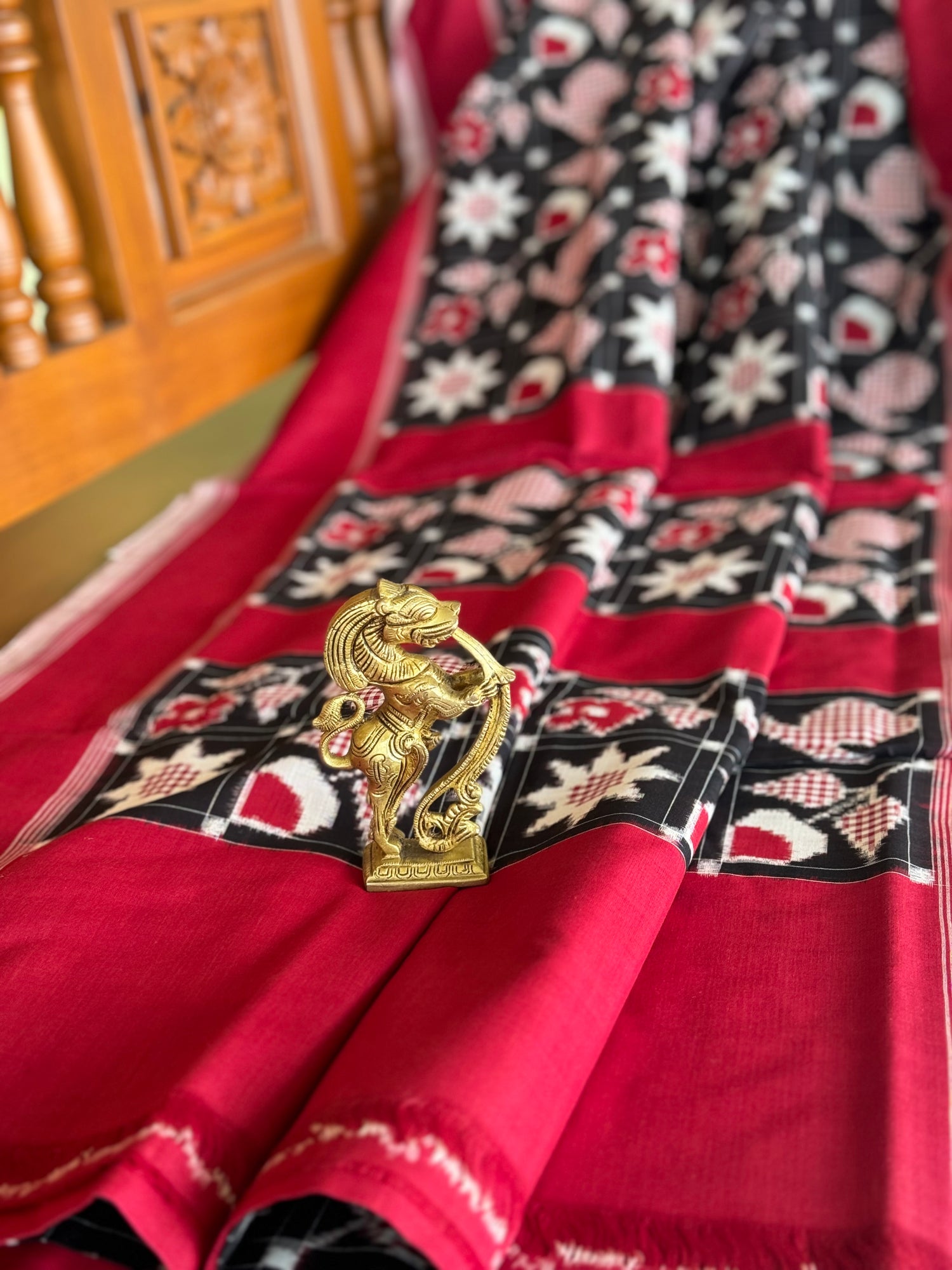 A Masterpiece 4 motif Double Ikkat Telia Rumal Cotton Saree