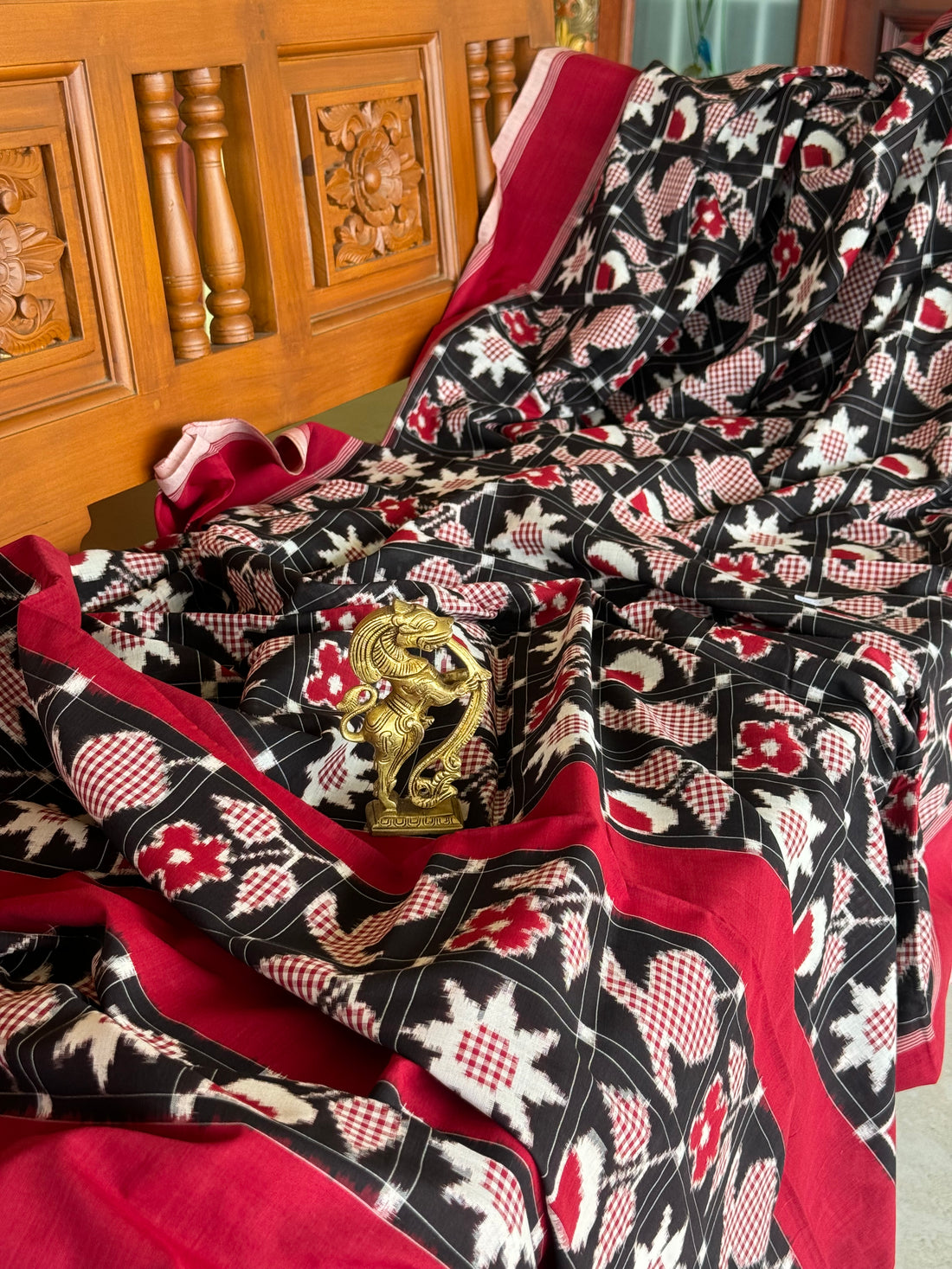 A Masterpiece 4 motif Double Ikkat Telia Rumal Cotton Saree