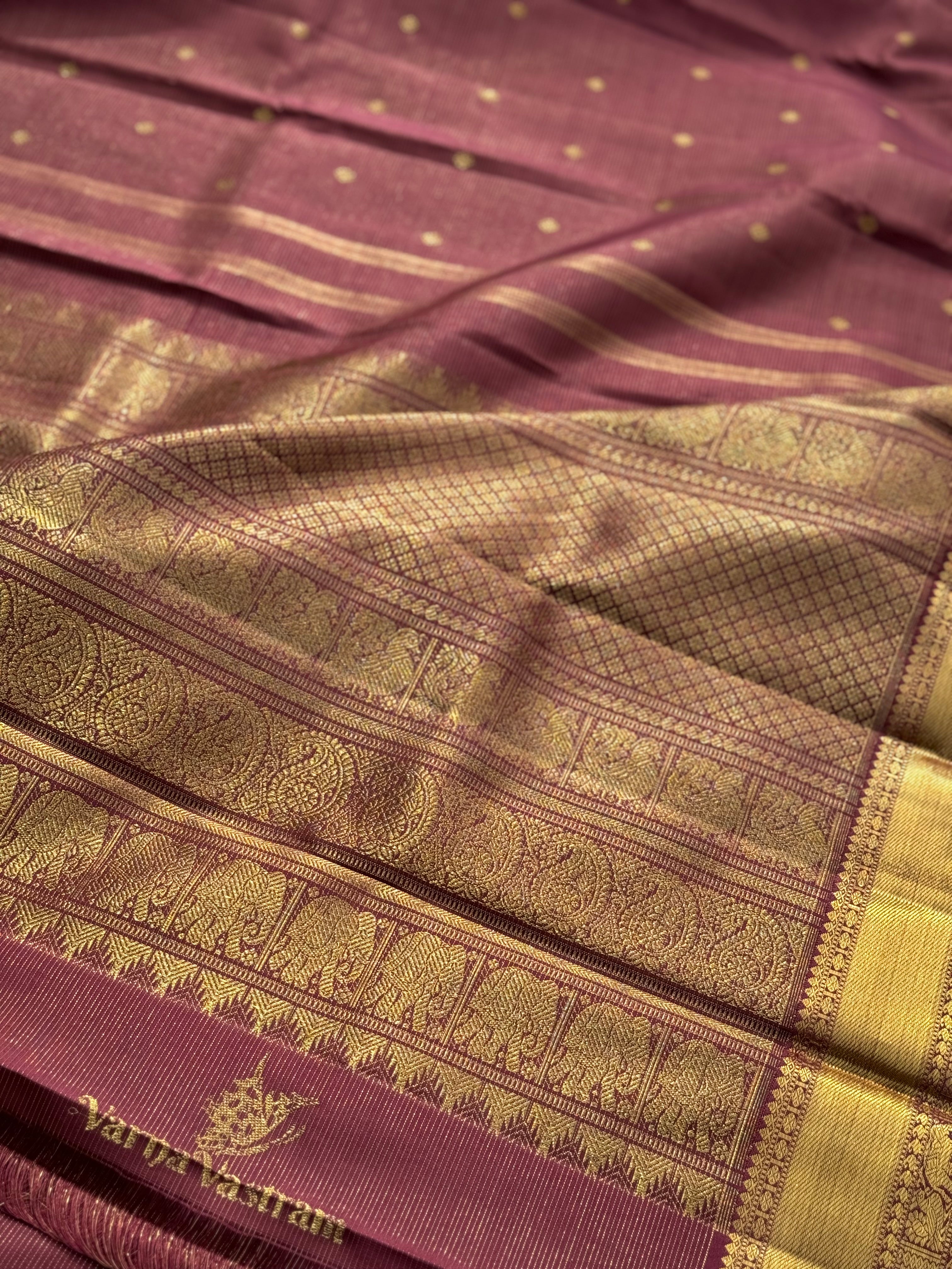 EKANTA - 3 THE COMPLETE NATURAL DYE KANCHIVARAM SILK SAREE - MAJESTIC HEIRLOOM VAIRAOOSI WEAVE