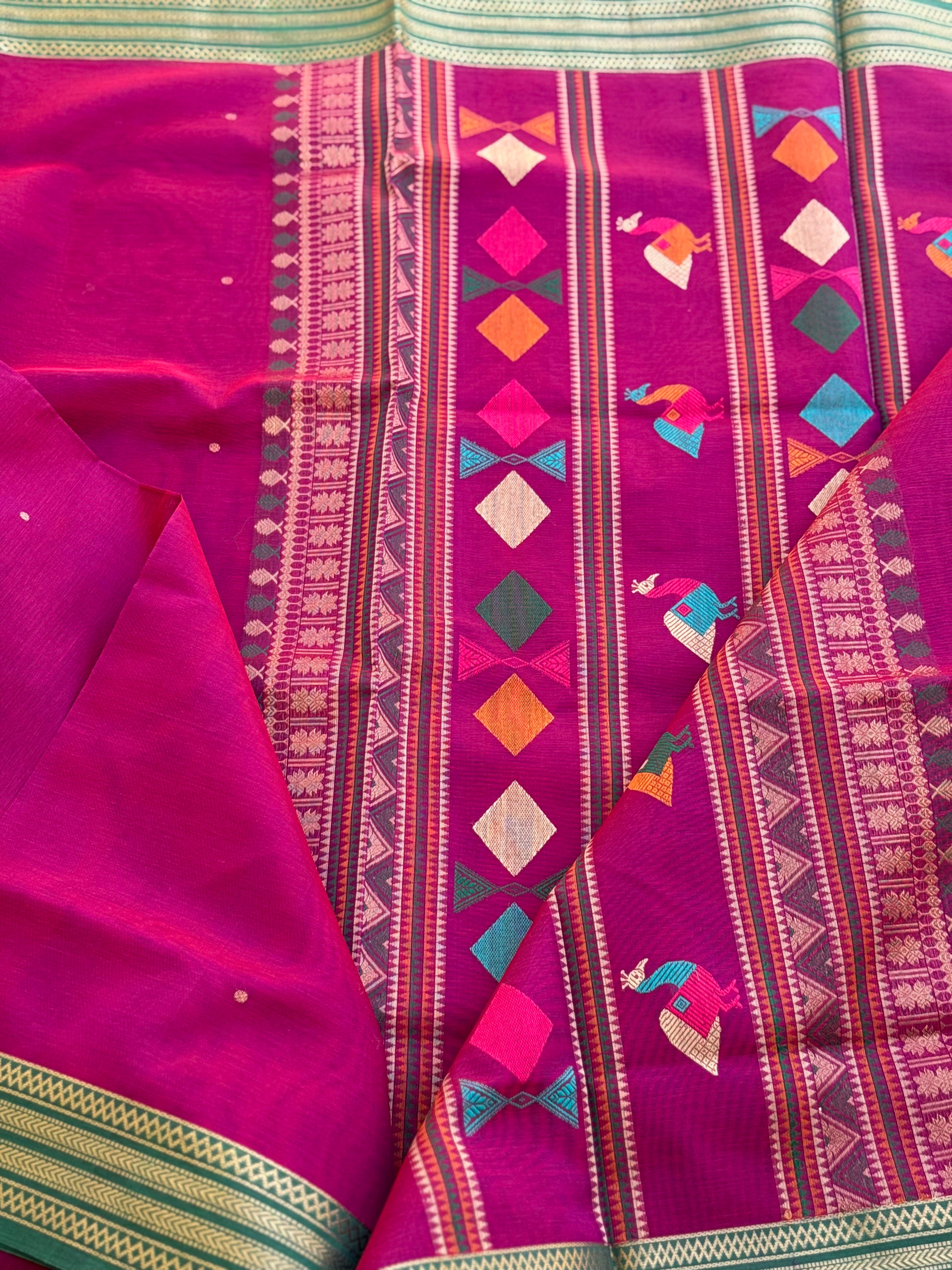 Bomkai inspired Kanchi silk cotton saree