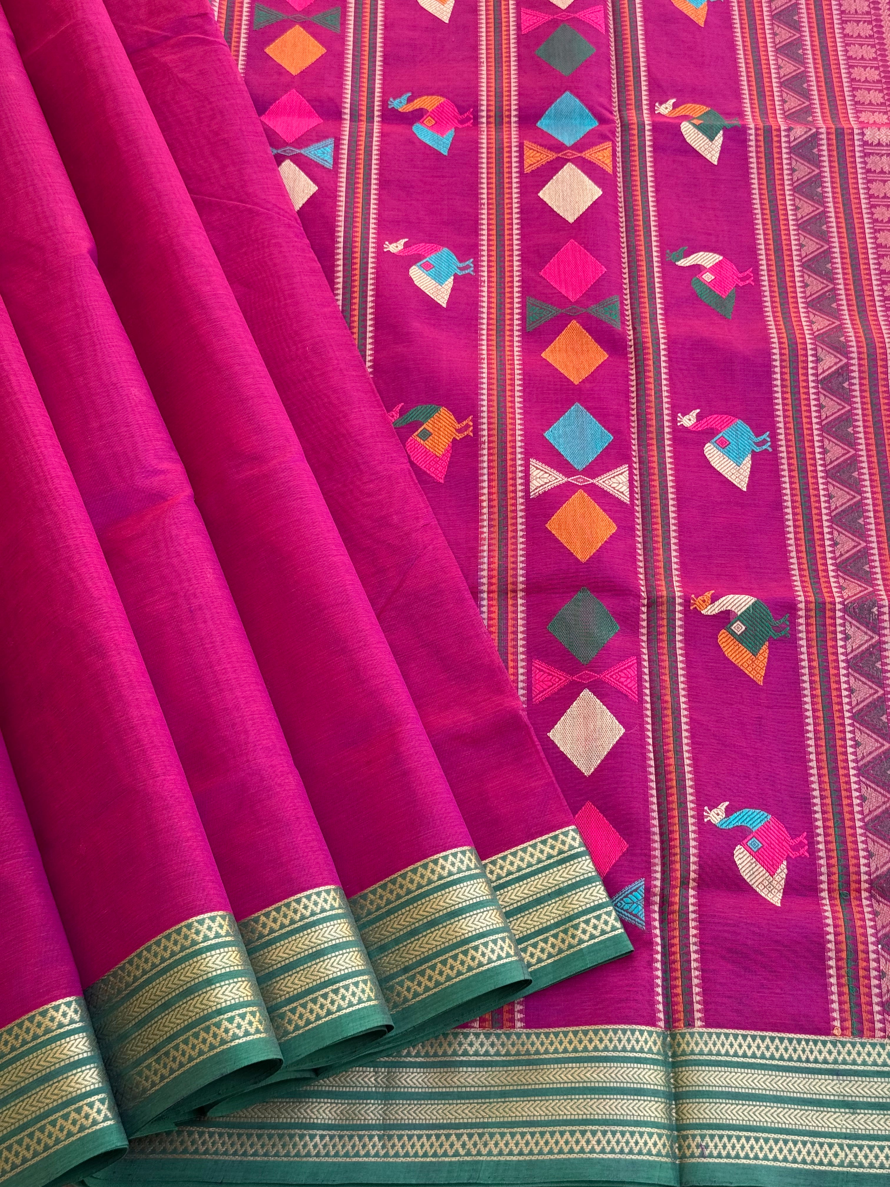 Bomkai inspired Kanchi silk cotton saree