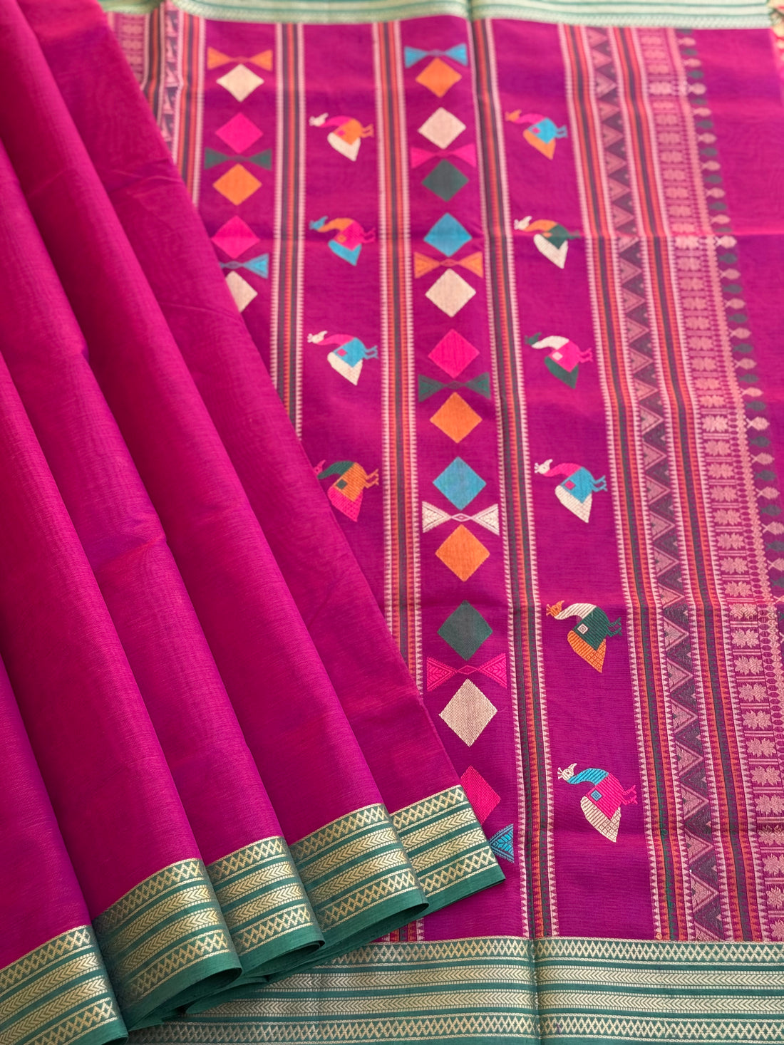 Bomkai inspired Kanchi silk cotton saree