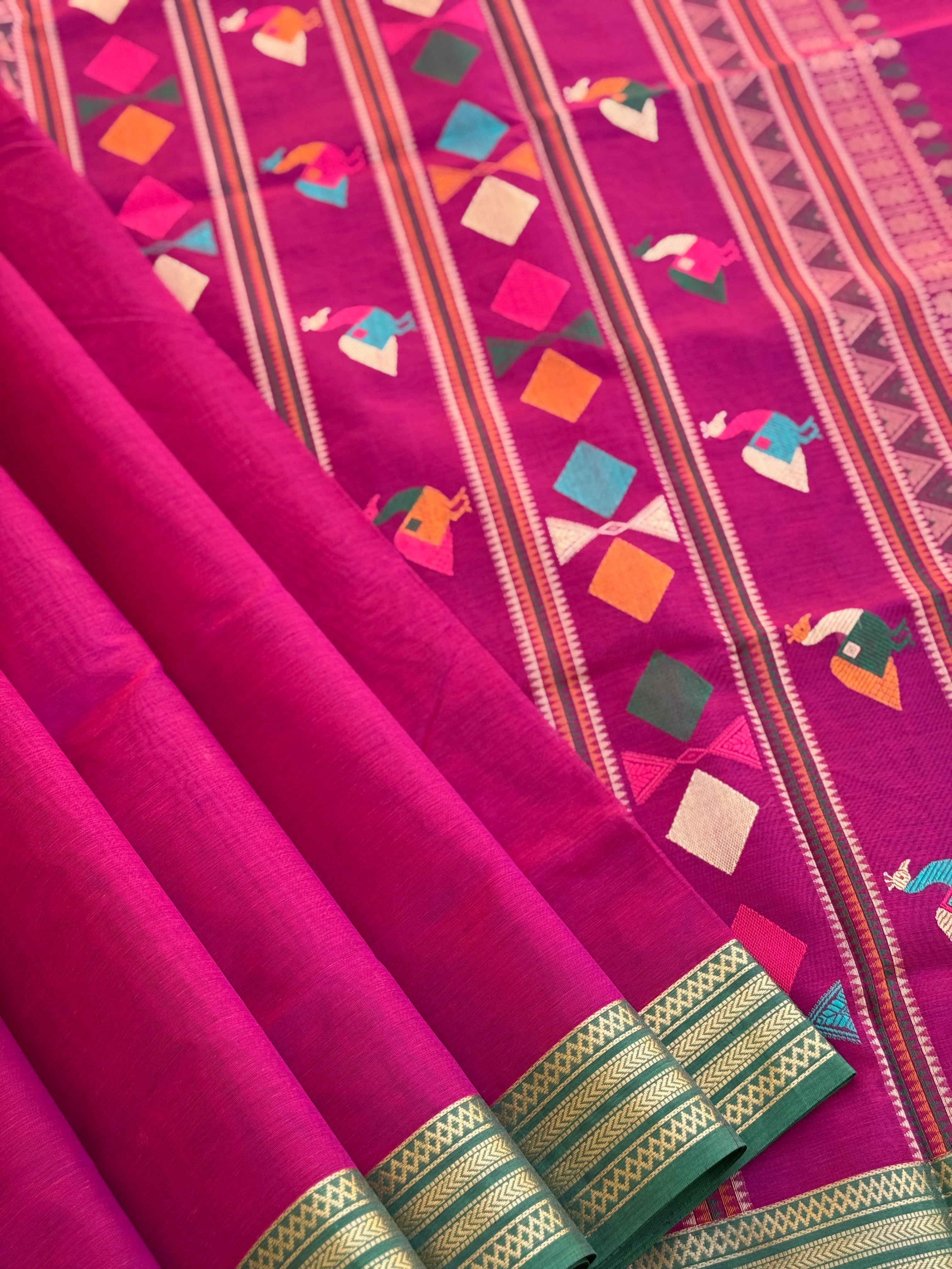 Bomkai inspired Kanchi silk cotton saree