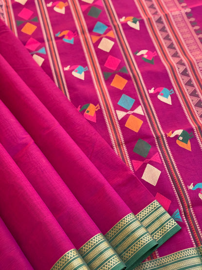 Bomkai inspired Kanchi silk cotton saree