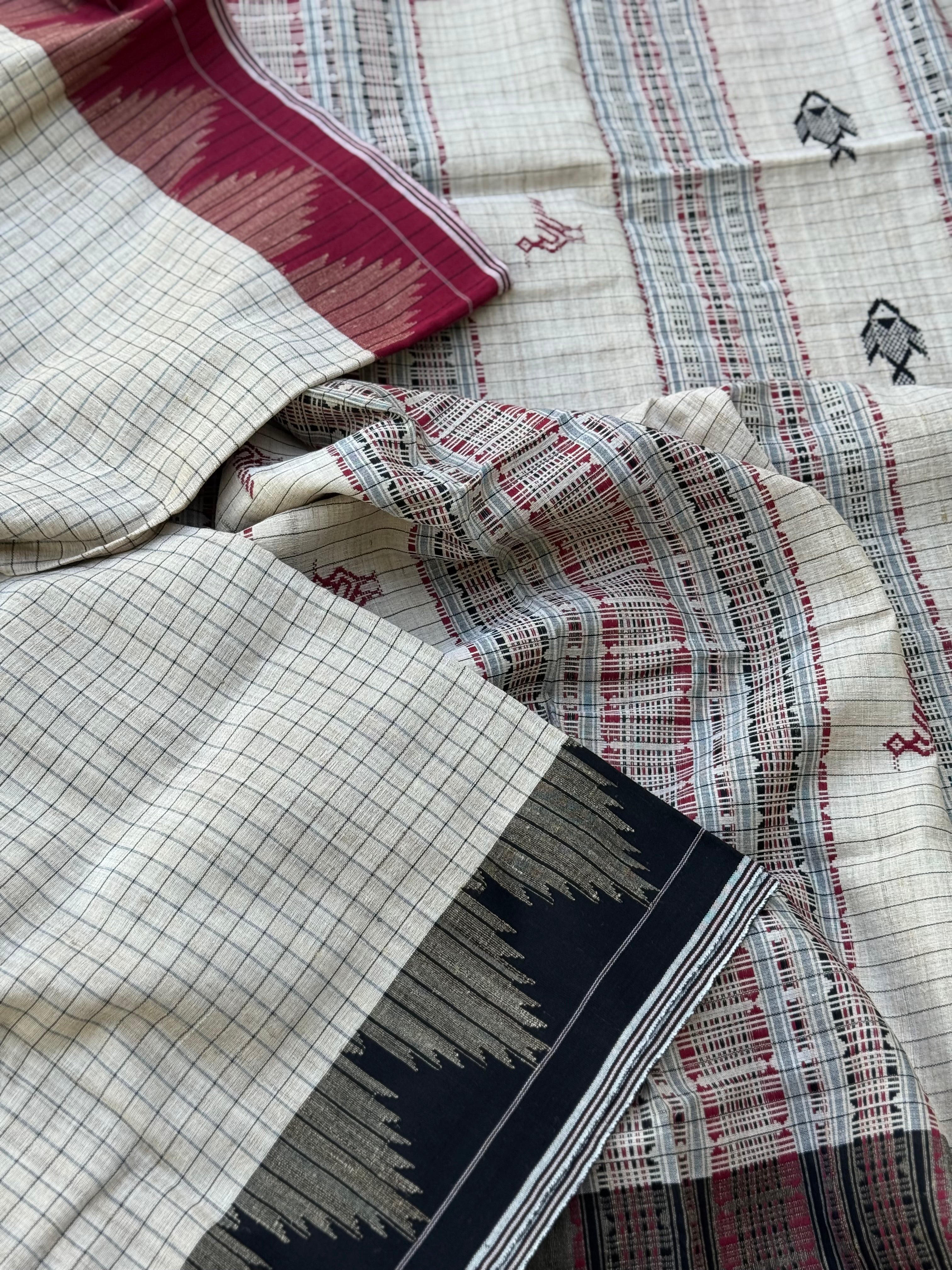 Organic tussar by cotton kotpad Odisha weave saree