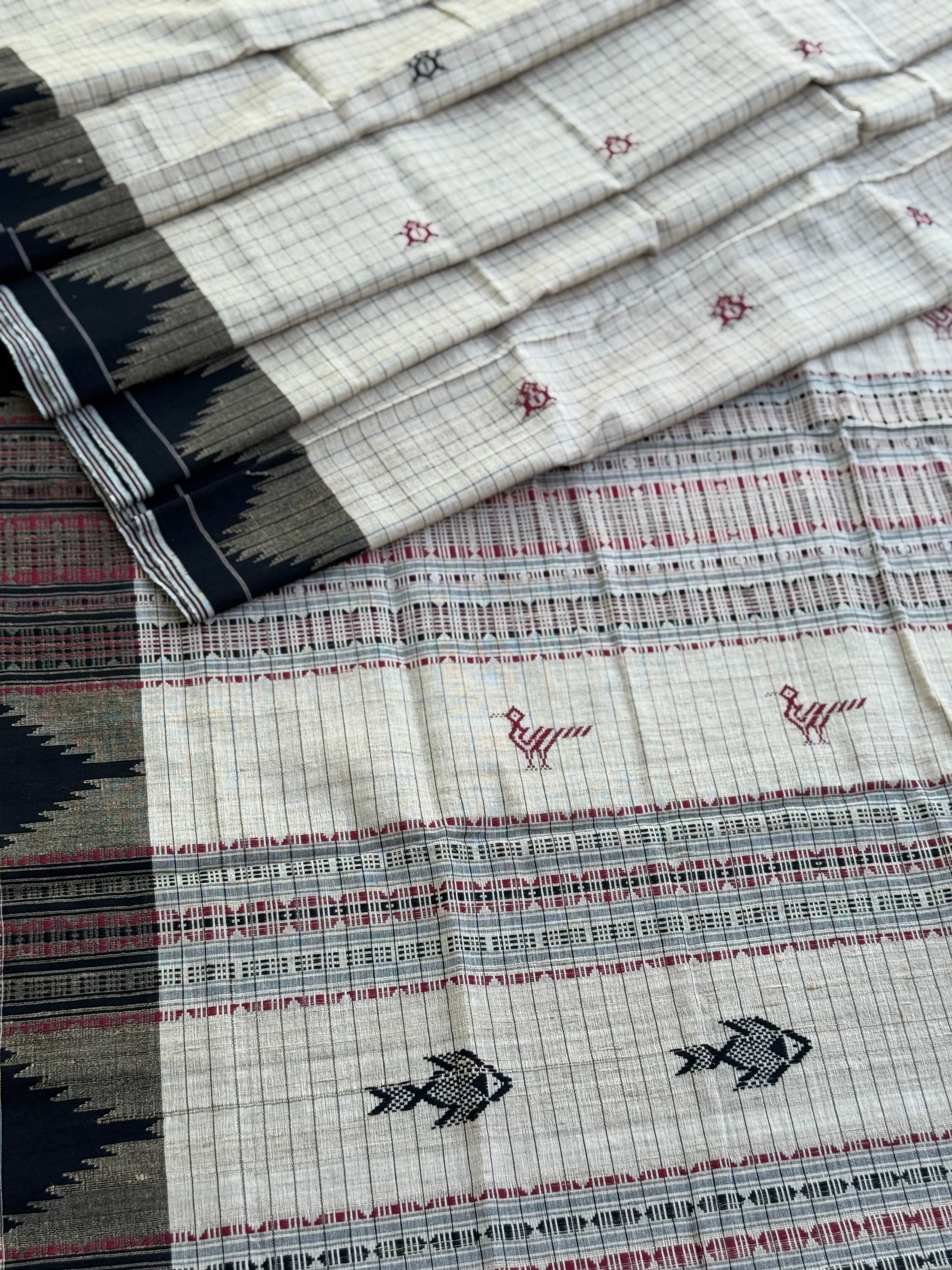Organic tussar by cotton kotpad Odisha weave saree