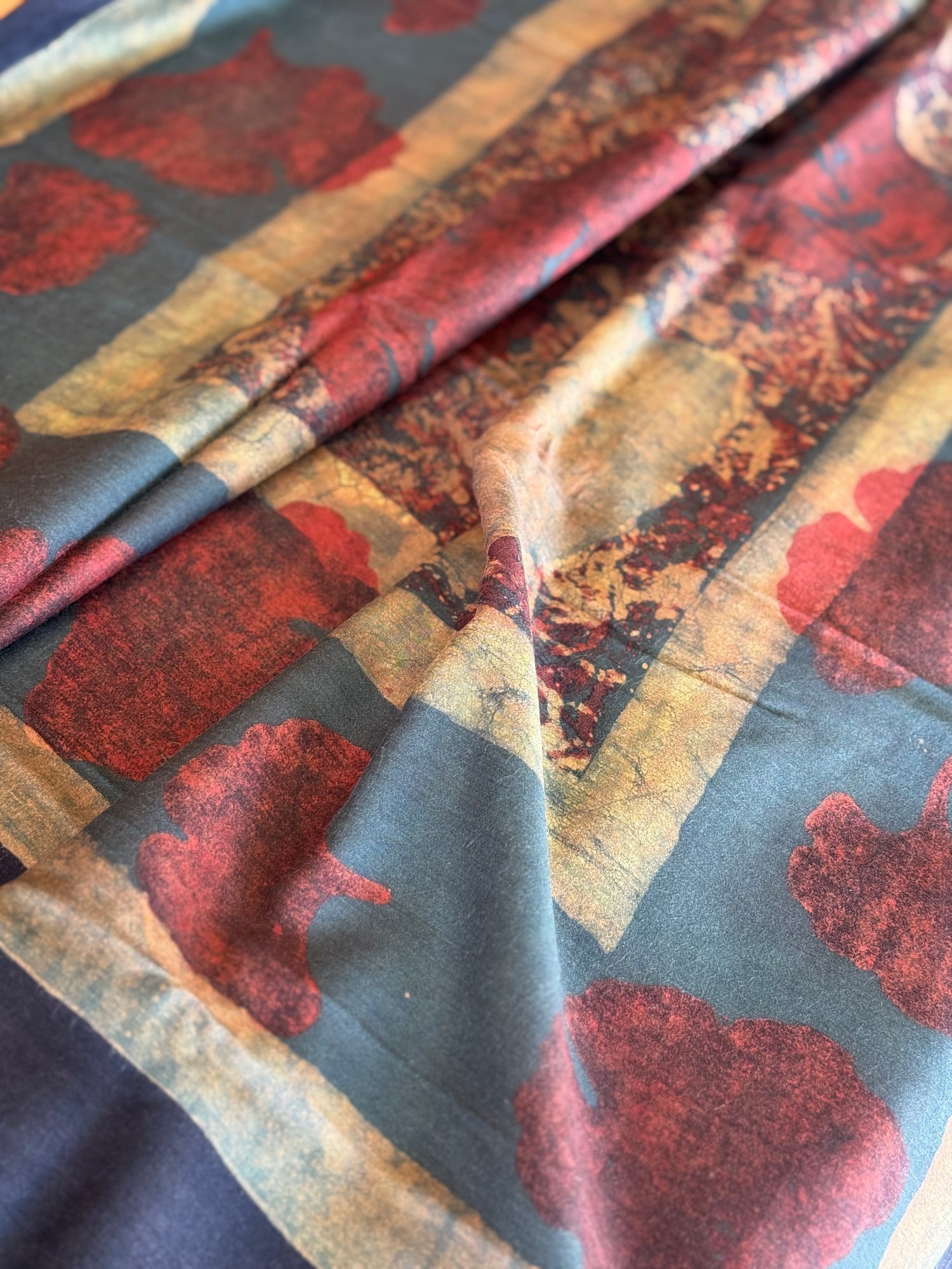 NATURAL DYED / VEGETABLE DYED HANDBLOCK PRINTS AJRAKH SILK DUPPATTA