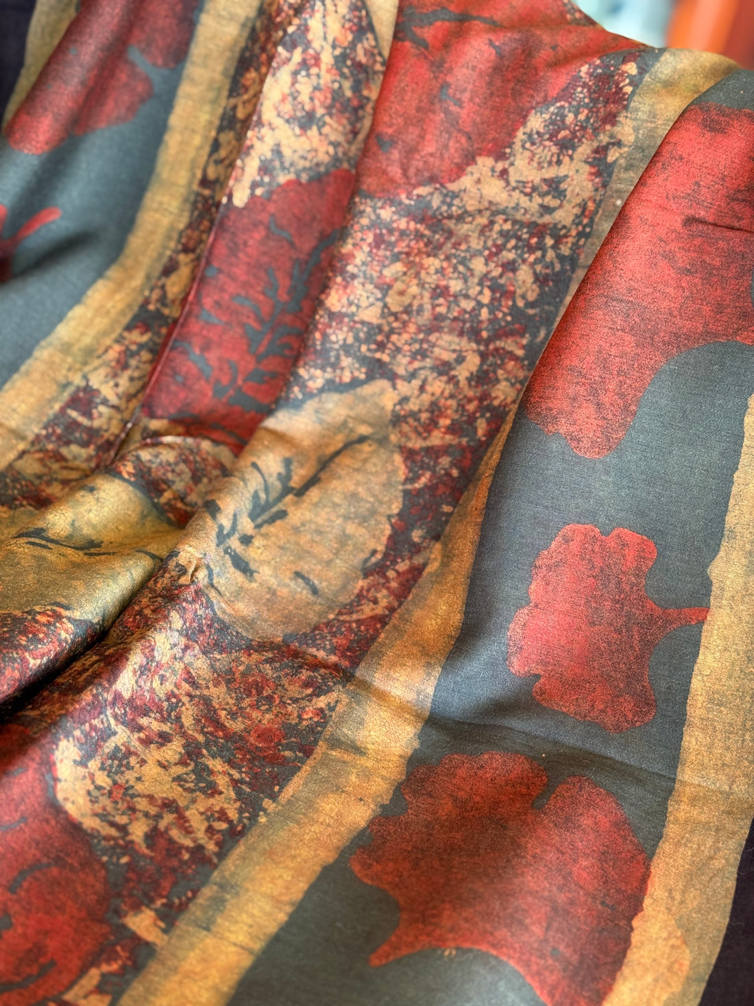 NATURAL DYED / VEGETABLE DYED HANDBLOCK PRINTS AJRAKH SILK DUPPATTA