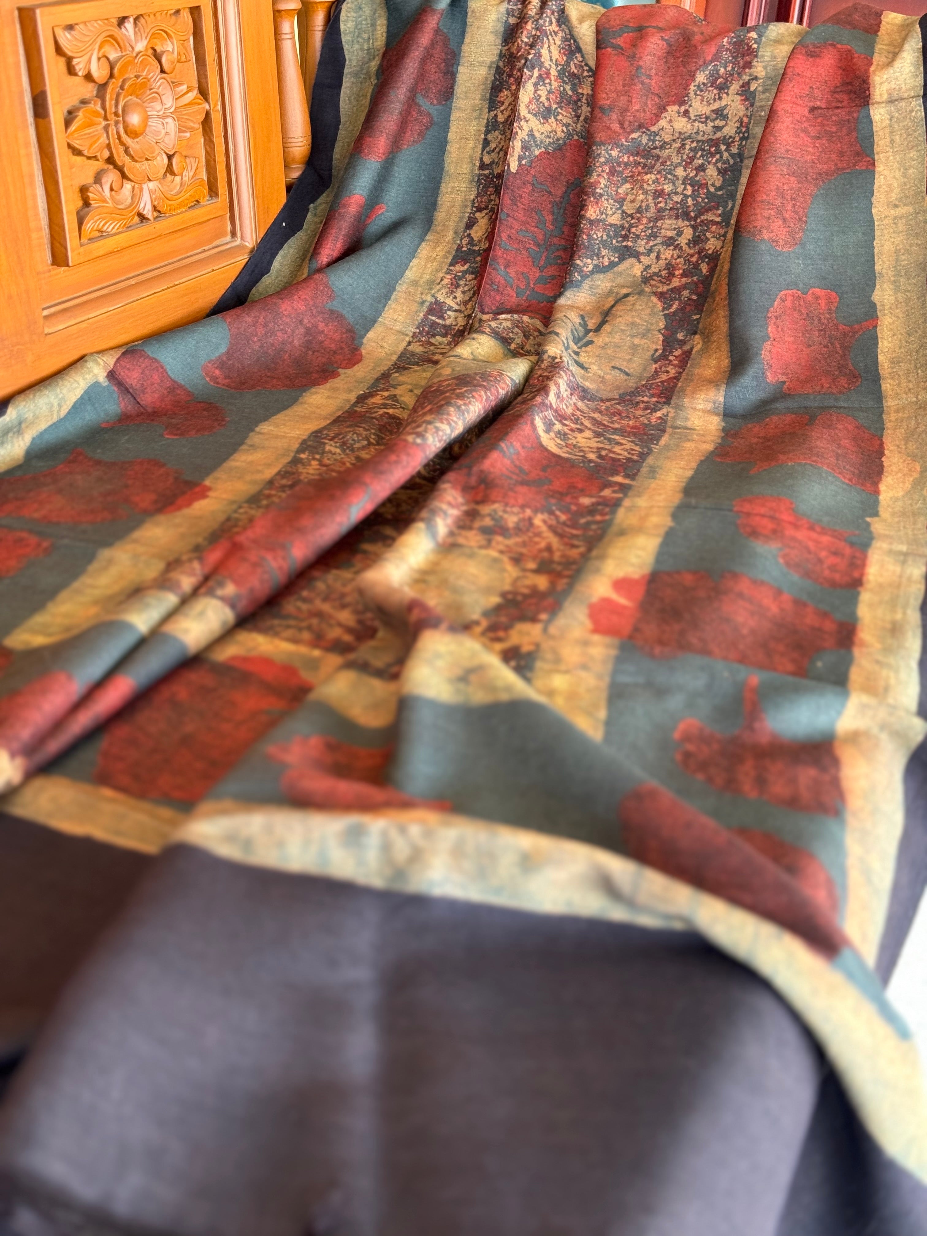 NATURAL DYED / VEGETABLE DYED HANDBLOCK PRINTS AJRAKH SILK DUPPATTA