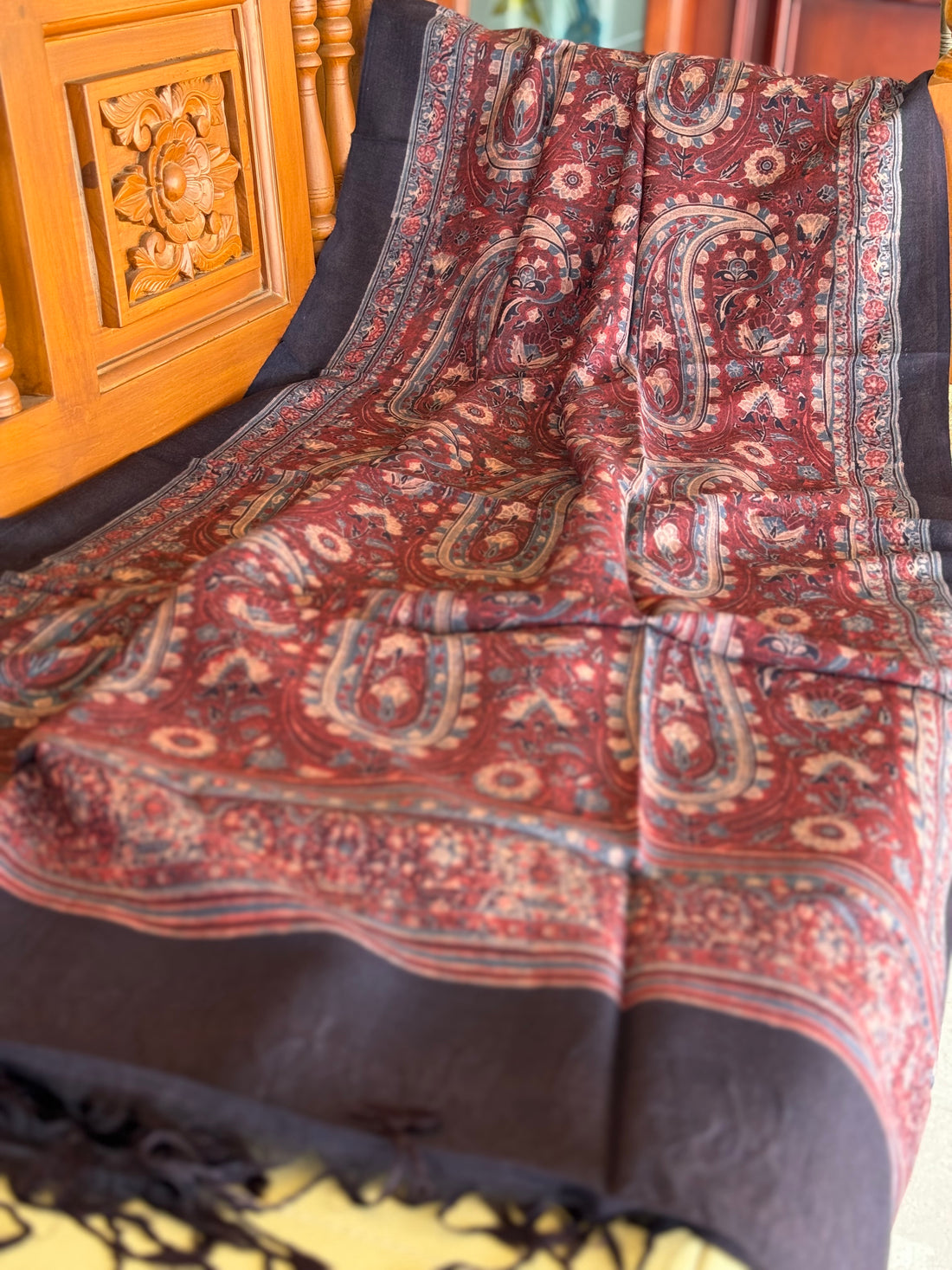 NATURAL DYED / VEGETABLE DYED HANDBLOCK PRINTS AJRAKH SILK DUPPATTA