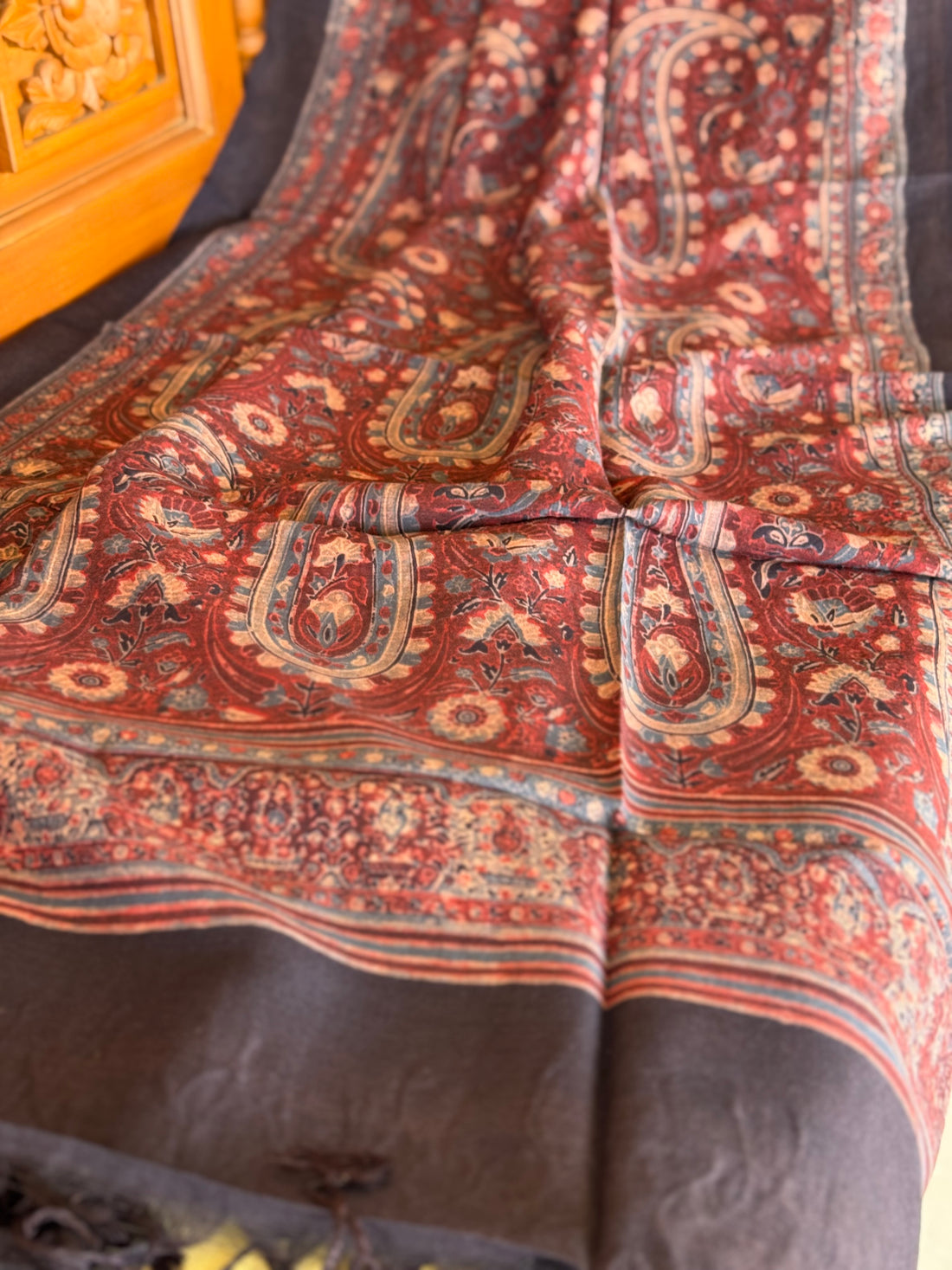 NATURAL DYED / VEGETABLE DYED HANDBLOCK PRINTS AJRAKH SILK DUPPATTA