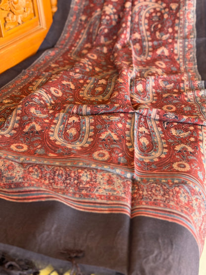 NATURAL DYED / VEGETABLE DYED HANDBLOCK PRINTS AJRAKH SILK DUPPATTA