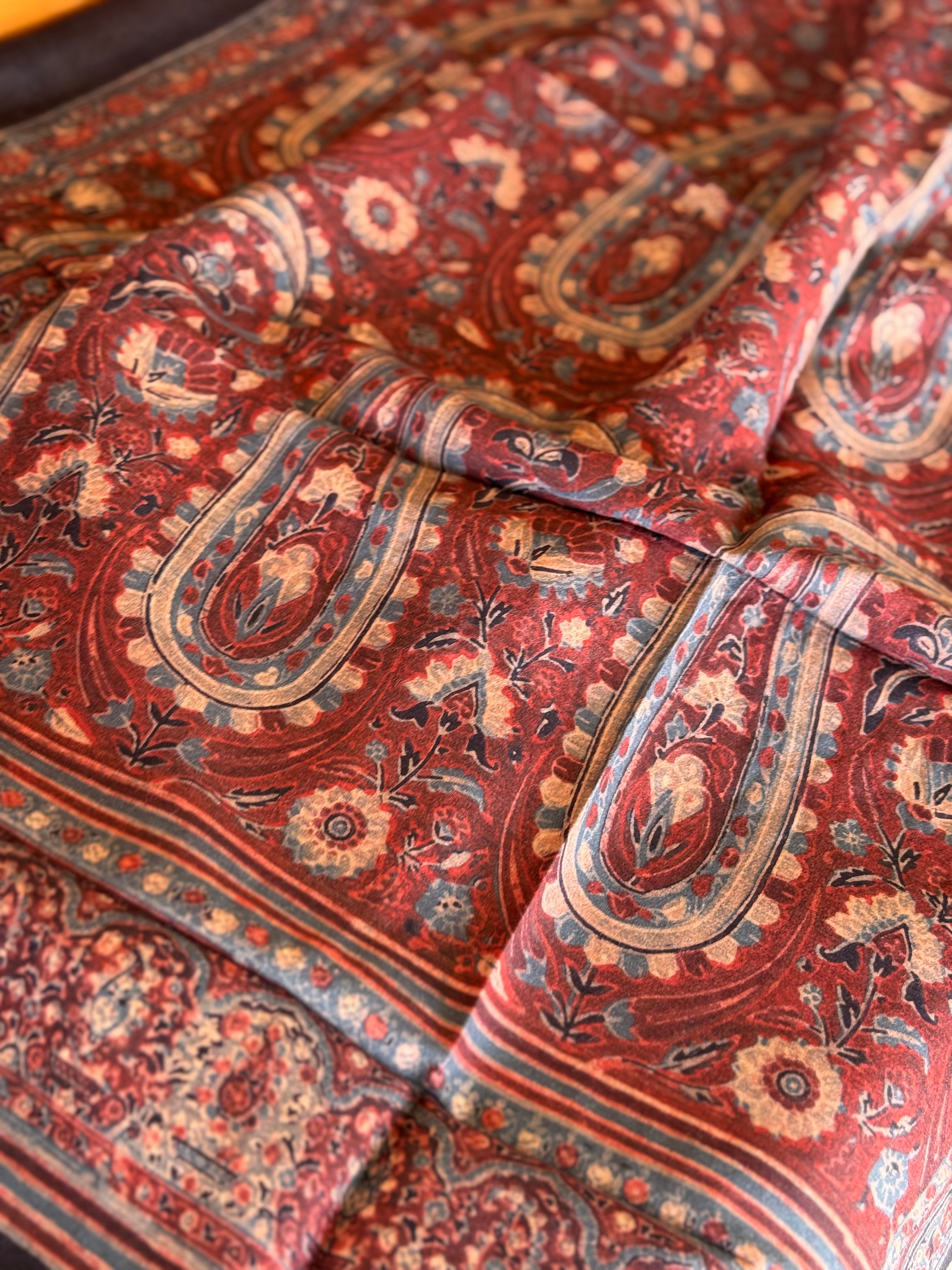 NATURAL DYED / VEGETABLE DYED HANDBLOCK PRINTS AJRAKH SILK DUPPATTA