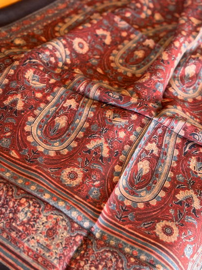 NATURAL DYED / VEGETABLE DYED HANDBLOCK PRINTS AJRAKH SILK DUPPATTA