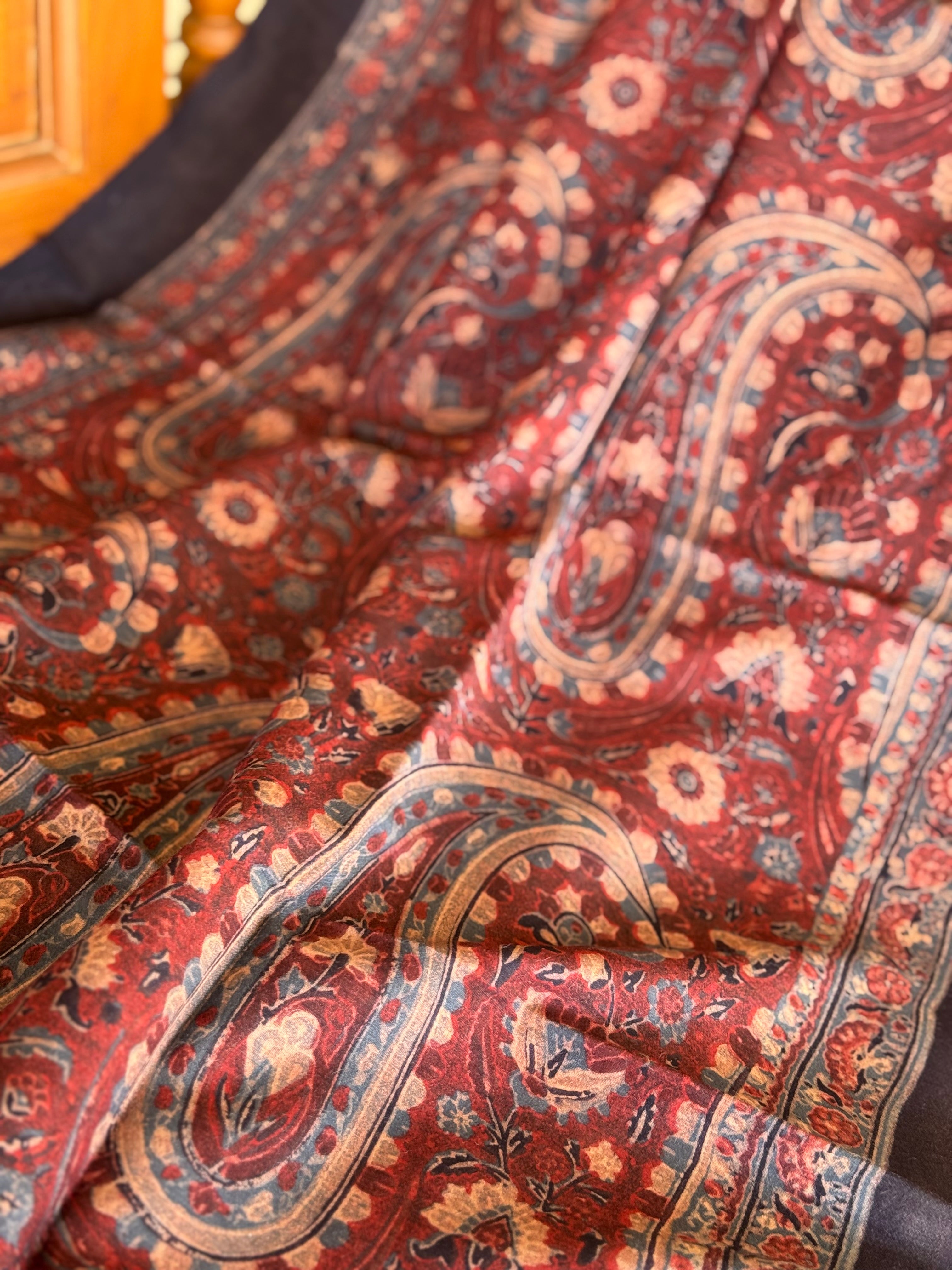 NATURAL DYED / VEGETABLE DYED HANDBLOCK PRINTS AJRAKH SILK DUPPATTA