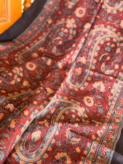 NATURAL DYED / VEGETABLE DYED HANDBLOCK PRINTS AJRAKH SILK DUPPATTA