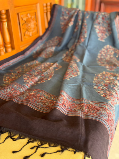 NATURAL DYED / VEGETABLE DYED HANDBLOCK PRINTS AJRAKH SILK DUPPATTA