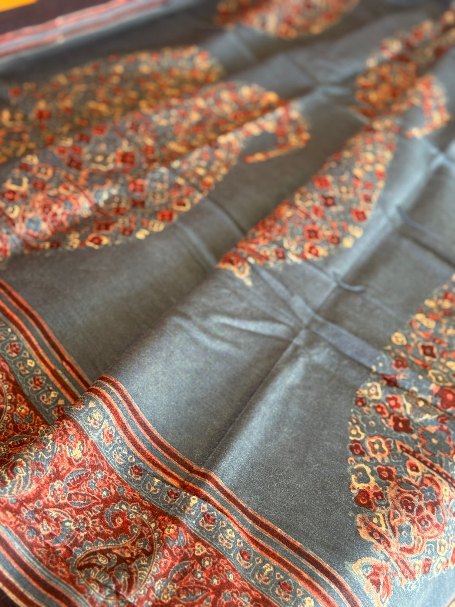 NATURAL DYED / VEGETABLE DYED HANDBLOCK PRINTS AJRAKH SILK DUPPATTA