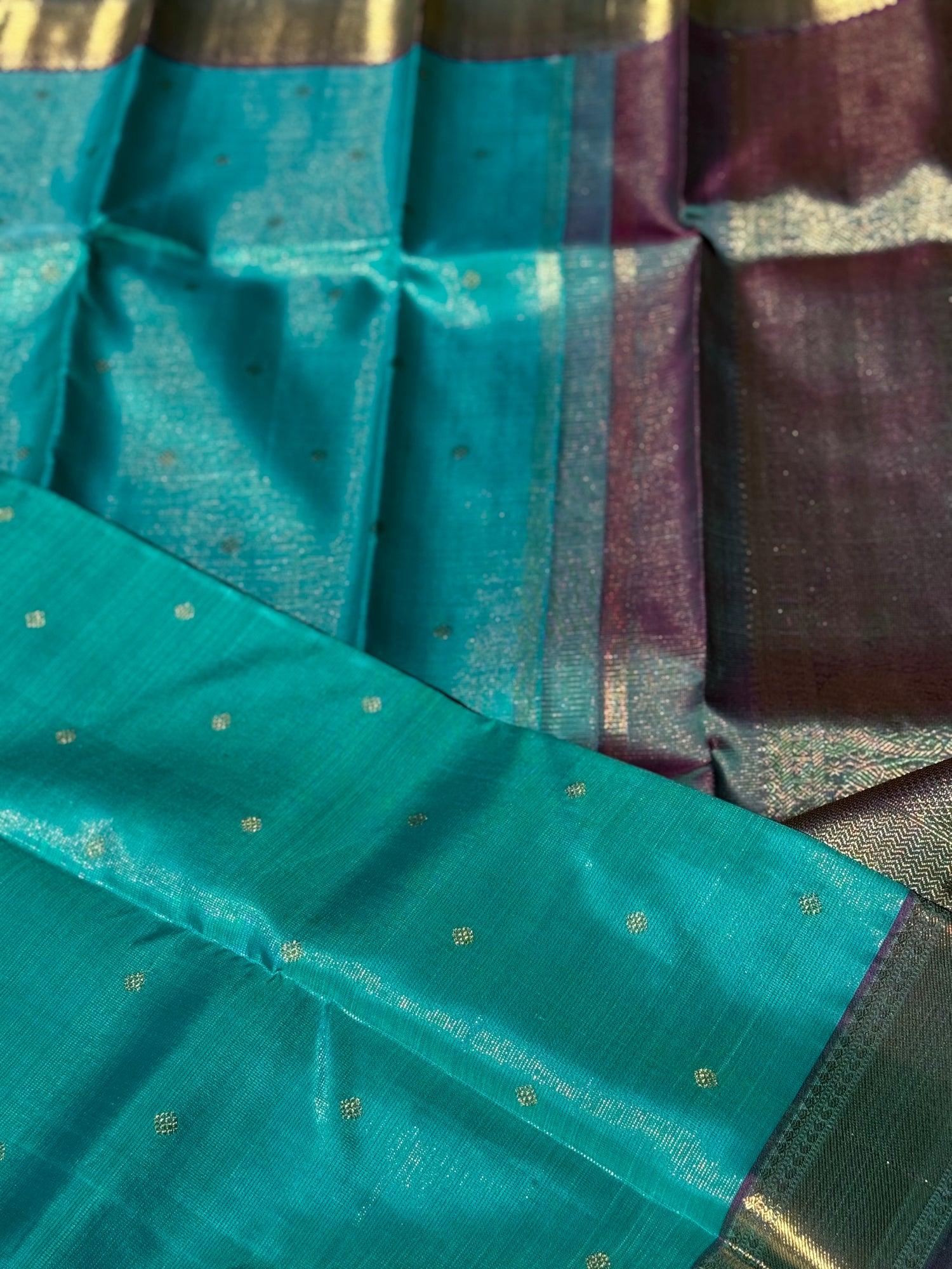 Gorgeous foam green with purple Selvedge Vairaoosi Kanchivaram Silk