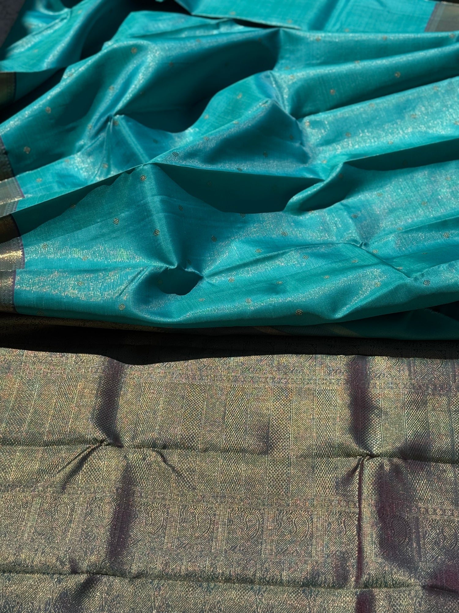 Gorgeous foam green with purple Selvedge Vairaoosi Kanchivaram Silk