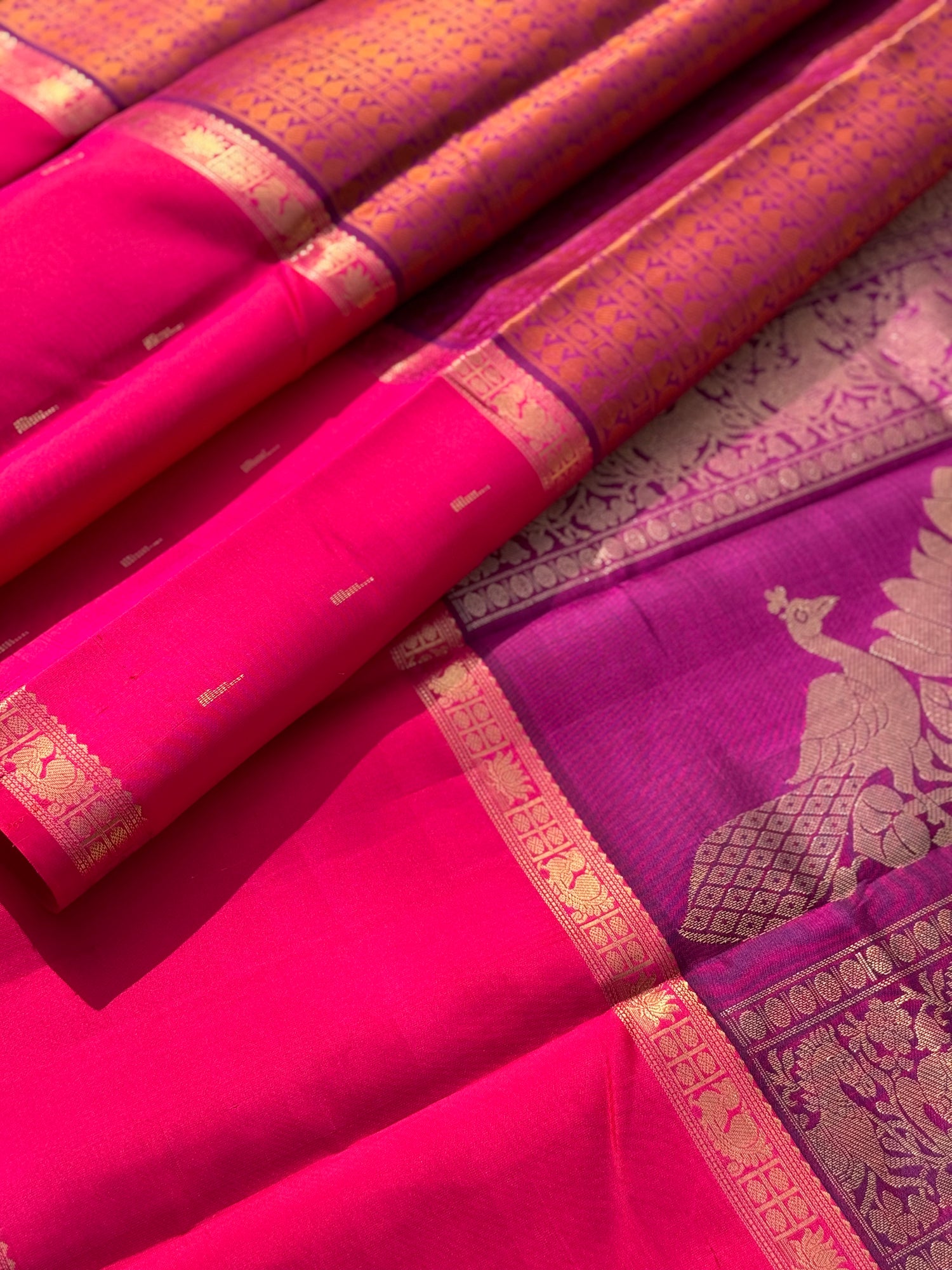 Threadwork Kanchivaram Silk Saree Wlith mubbagam varisapet weave