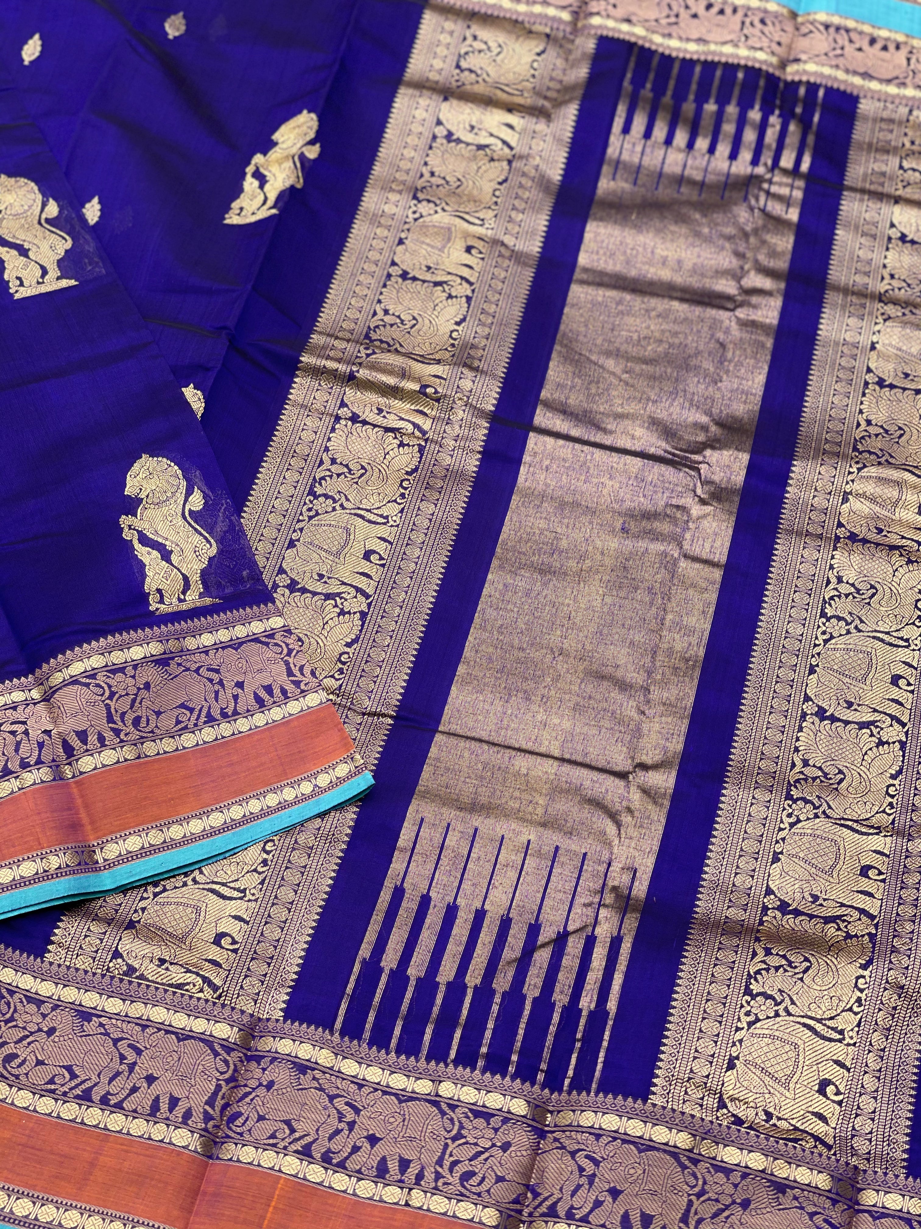 Royal Blue Kanchi Silk Cotton Saree