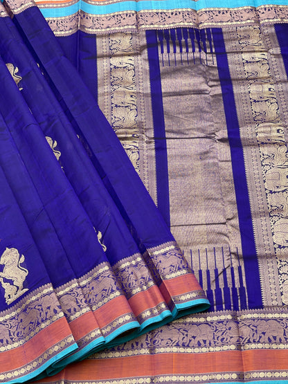 Royal Blue Kanchi Silk Cotton Saree