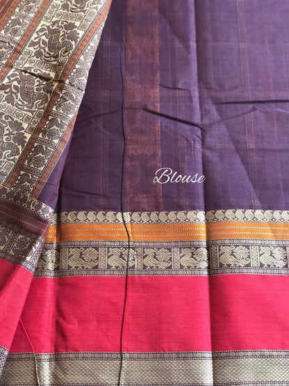 1000 Buttas Gandhaberunda Kanchi silk Cotton Saree