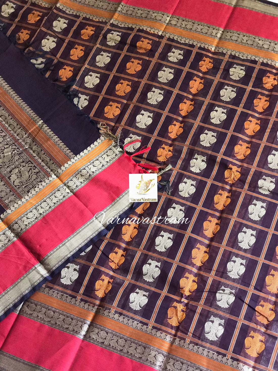 1000 Buttas Gandhaberunda Kanchi silk Cotton Saree