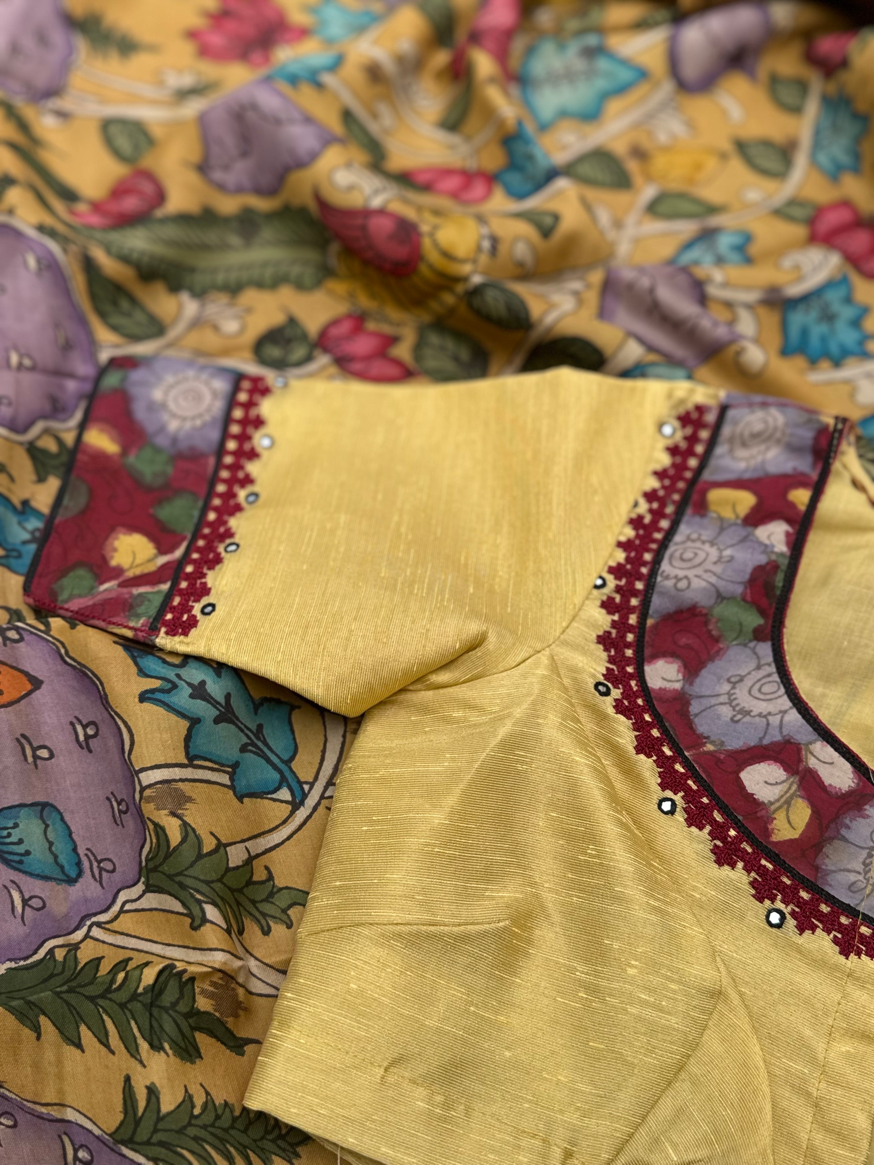 The gorgeous tissue raw silk penkalamkari blouse