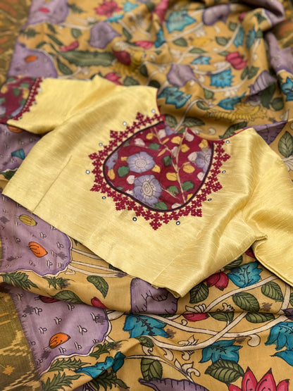 The gorgeous tissue raw silk penkalamkari blouse