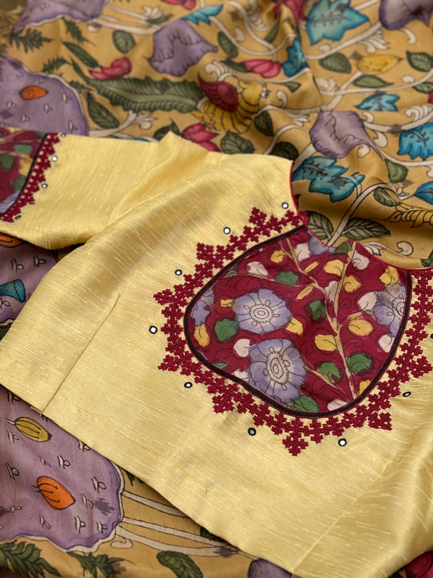 The gorgeous tissue raw silk penkalamkari blouse