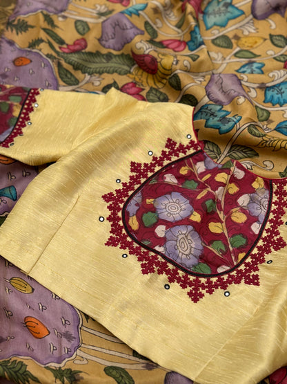 The gorgeous tissue raw silk penkalamkari blouse