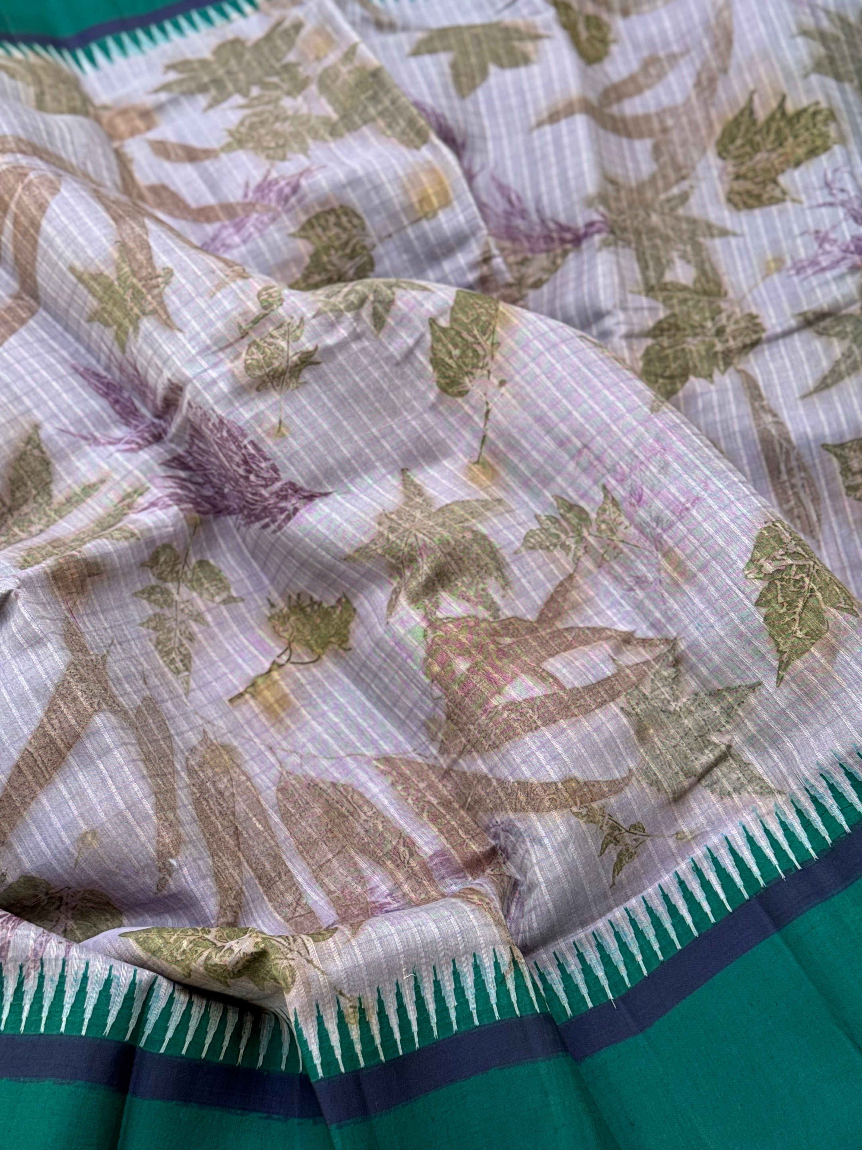 Natural Ecoprints on Khadhi Gadwal saree