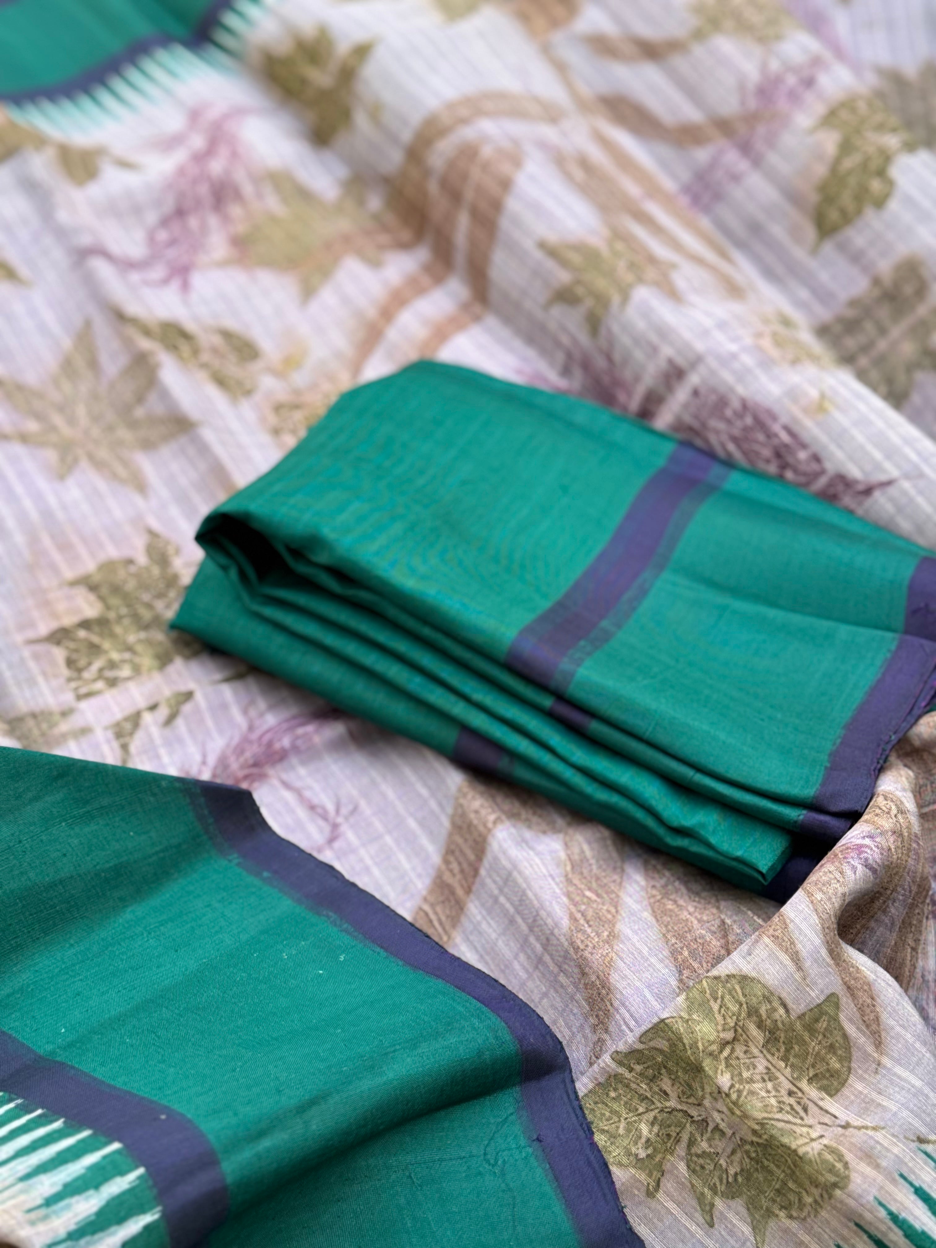 Natural Ecoprints on Khadhi Gadwal saree