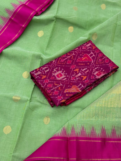 Handspun and handwoven ponduru Khadhi jamdani cotton saree