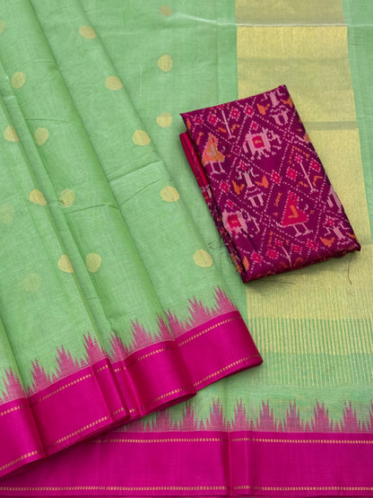 Handspun and handwoven ponduru Khadhi jamdani cotton saree