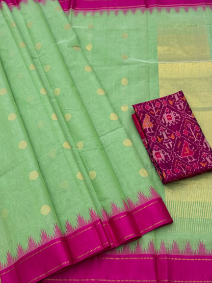 Handspun and handwoven ponduru Khadhi jamdani cotton saree