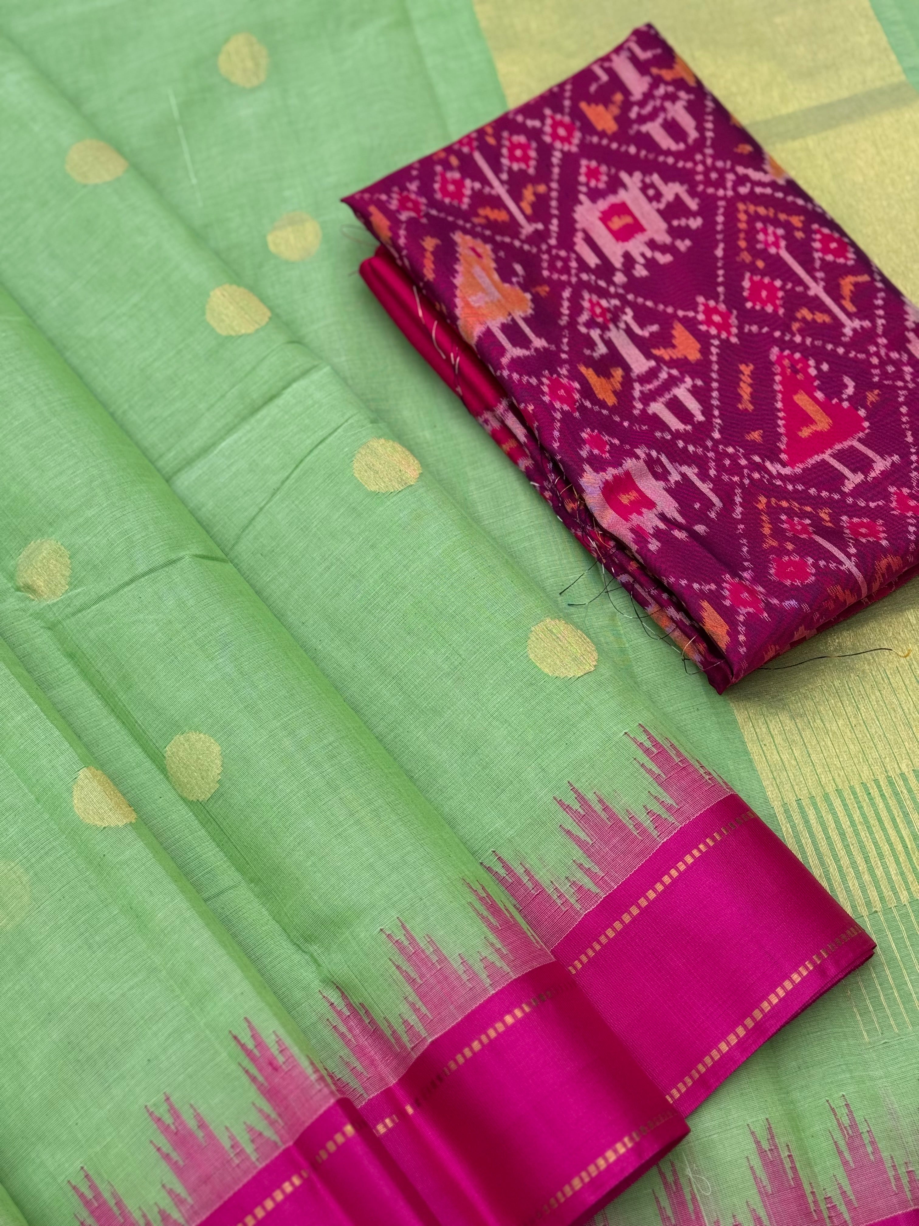 Handspun and handwoven ponduru Khadhi jamdani cotton saree