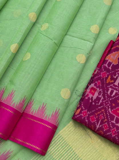 Handspun and handwoven ponduru Khadhi jamdani cotton saree