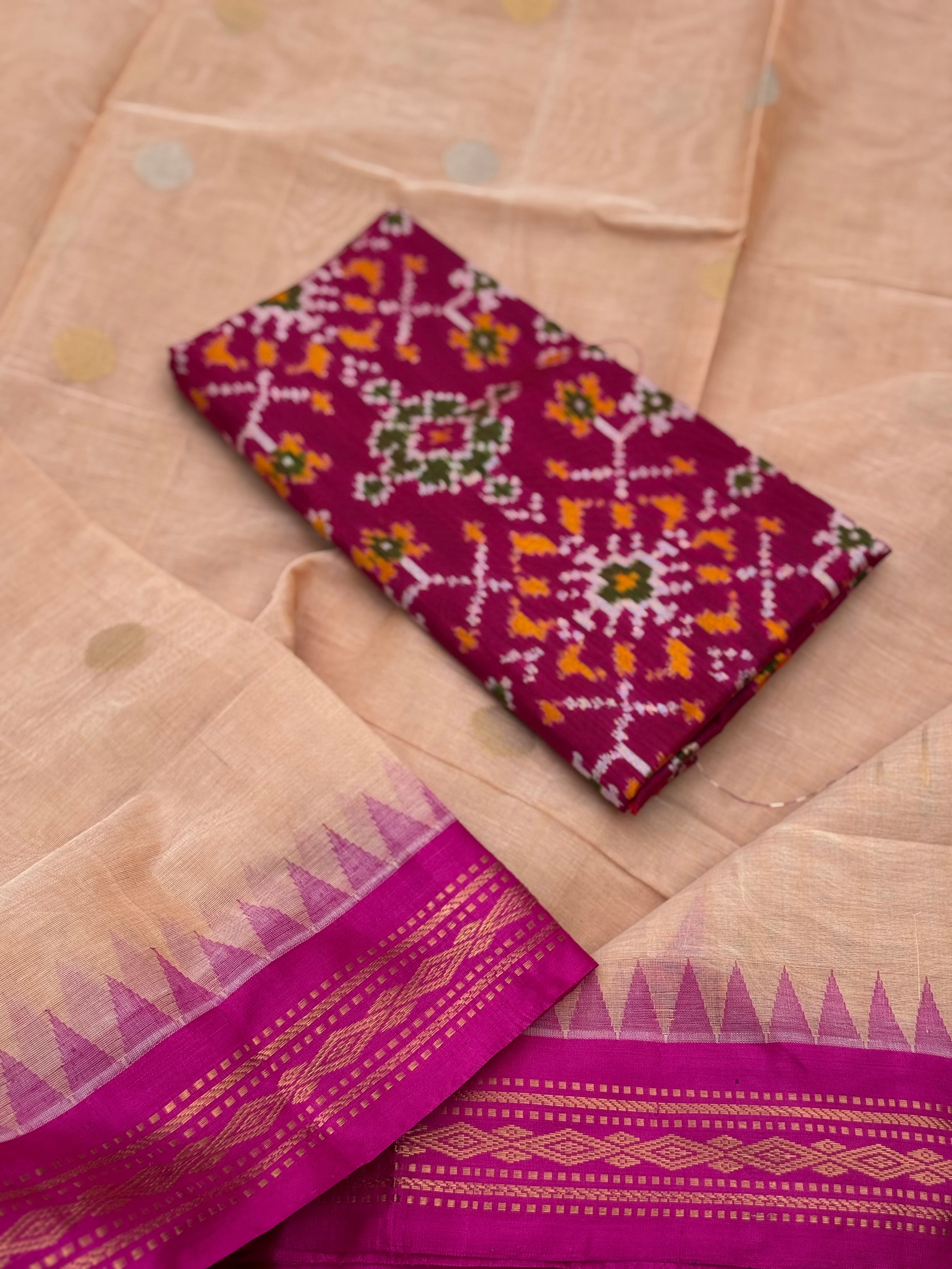 Handspun and handwoven ponduru Khadhi jamdani cotton saree