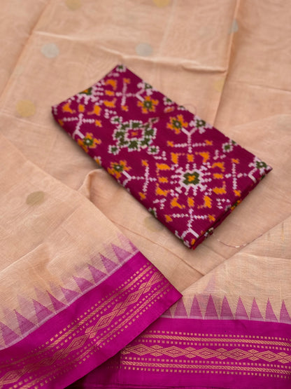 Handspun and handwoven ponduru Khadhi jamdani cotton saree